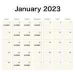 2023年1月の営業スケジュール